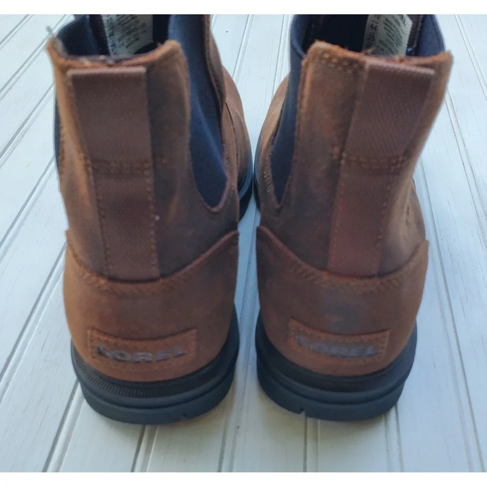 Sorel Caribou Chelsea Waterproof Brown Leather Mens Boots NM4900-256 Size 11